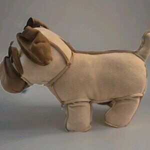 Faux Leather Bulldog Dog Plush Toy 12” Weighted Feet Office Decor Kids Room